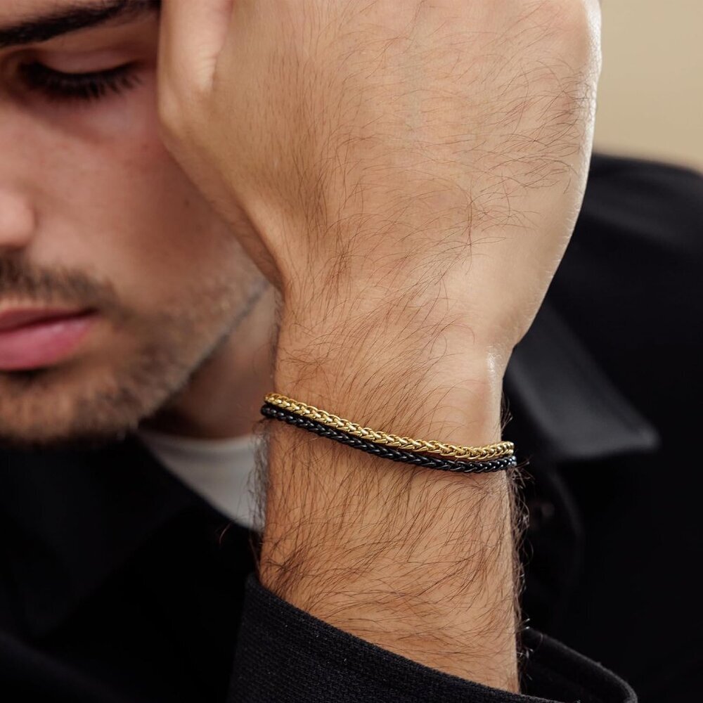 Mens Bracelet Dvir - Stainless Steel for Men, Non Tarnish Rope Chain Bracelets, - Picture 4 of 8